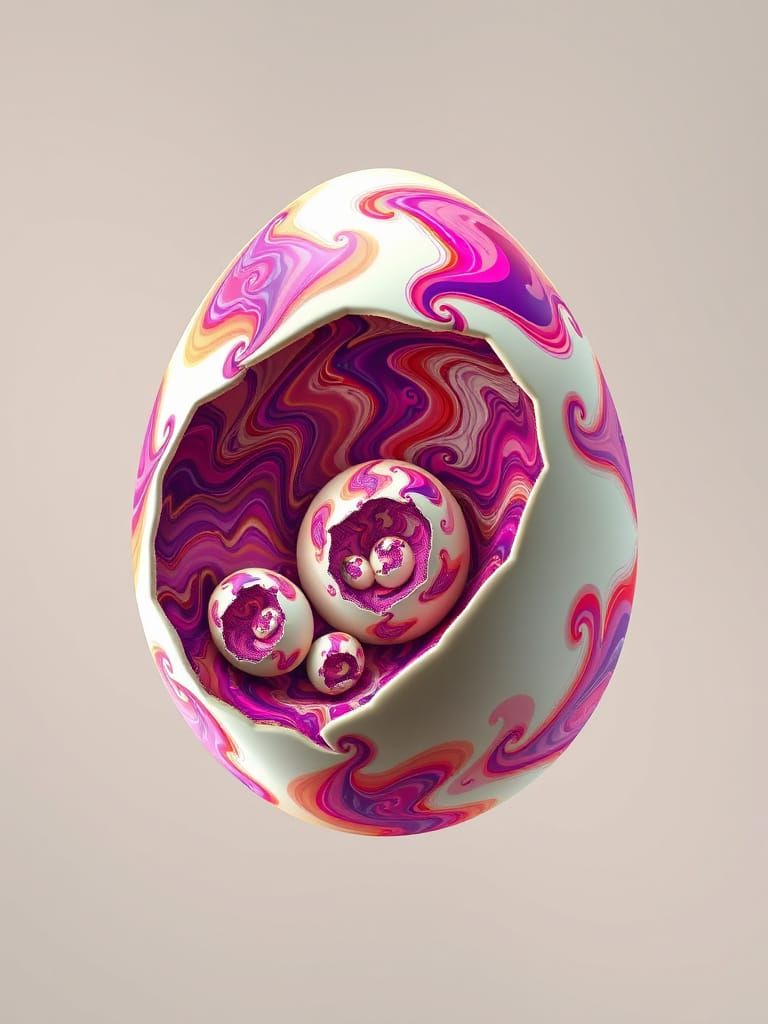Fractal Eggs in Vibrant, Swirling Patterns