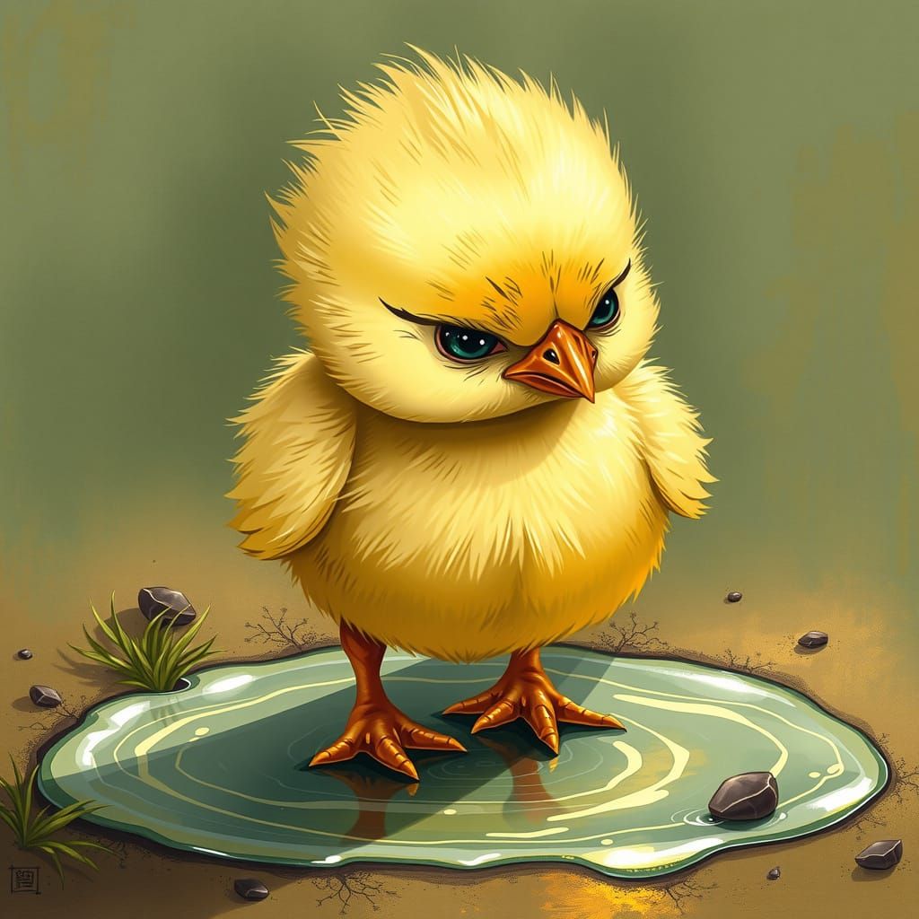 Grumpy Chick Glaring: Beatrix Potter-esque Whimsy