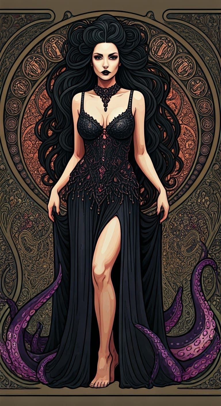 Decadent Eldritch Lady in Art Nouveau Style