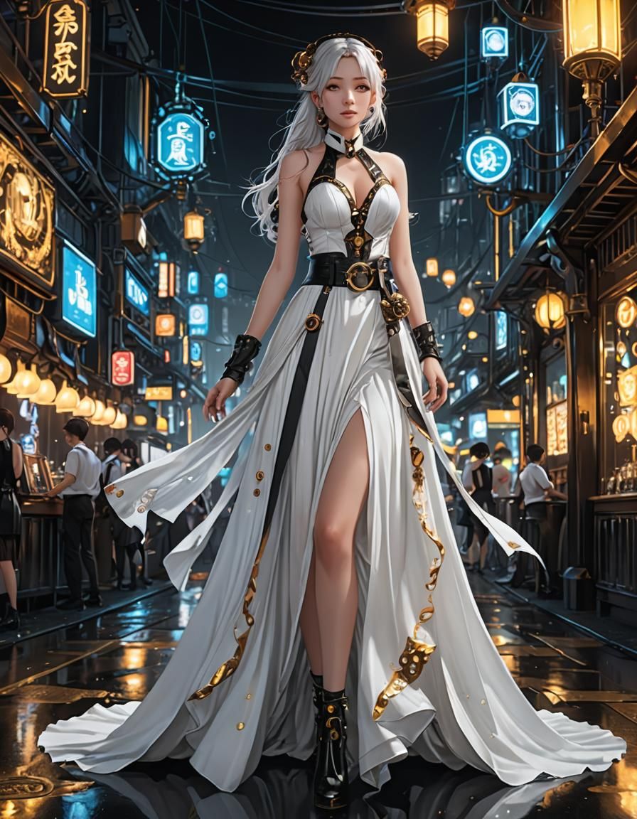 Steampunk Honey Dress in Anime Art Style