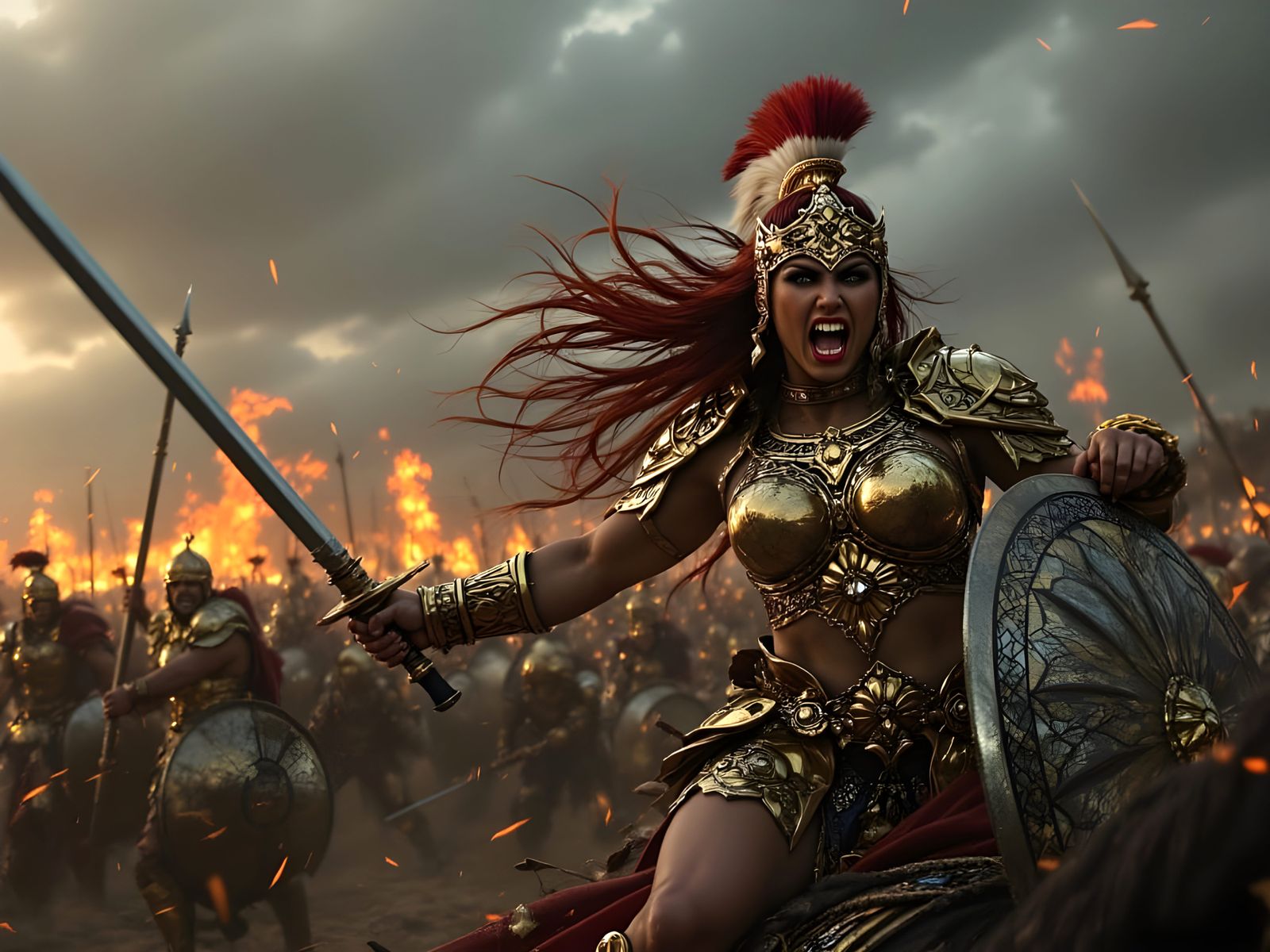 Epic Cinematic Queen Boudica Leads Her People into Battle