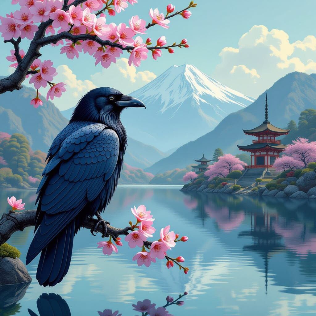 Raven with Celtic Knots in Matte Painting Style