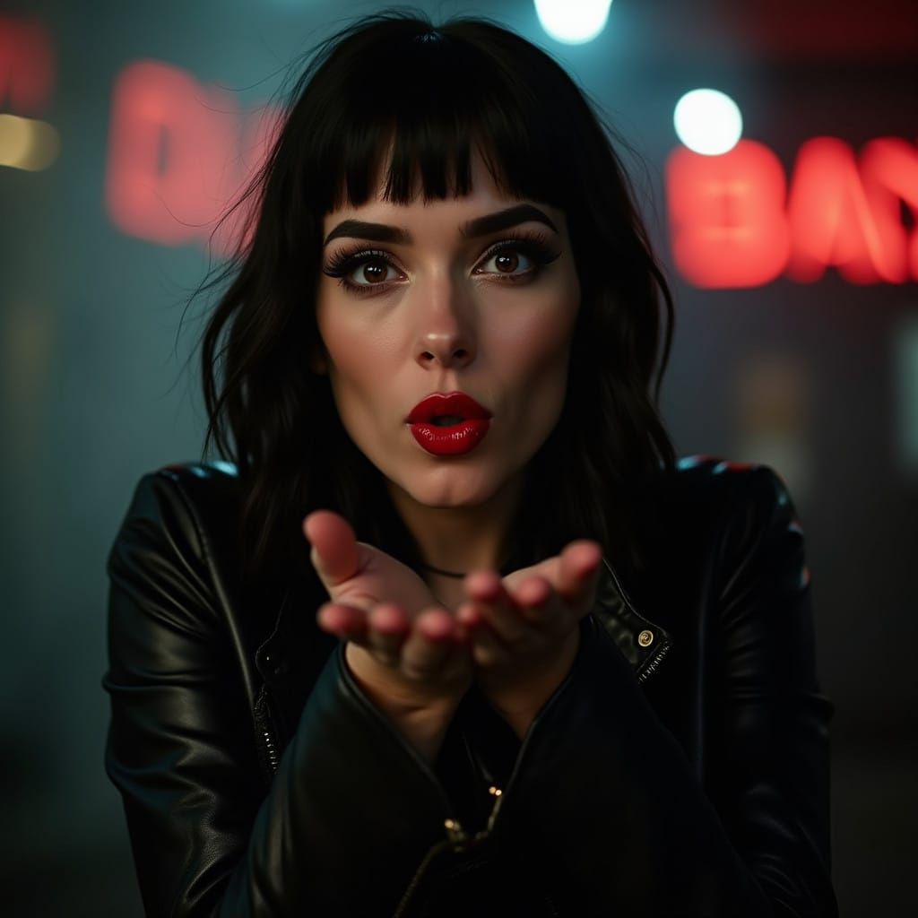 Moody Pop Star Blows a Kiss in Dark Fashion Editorial