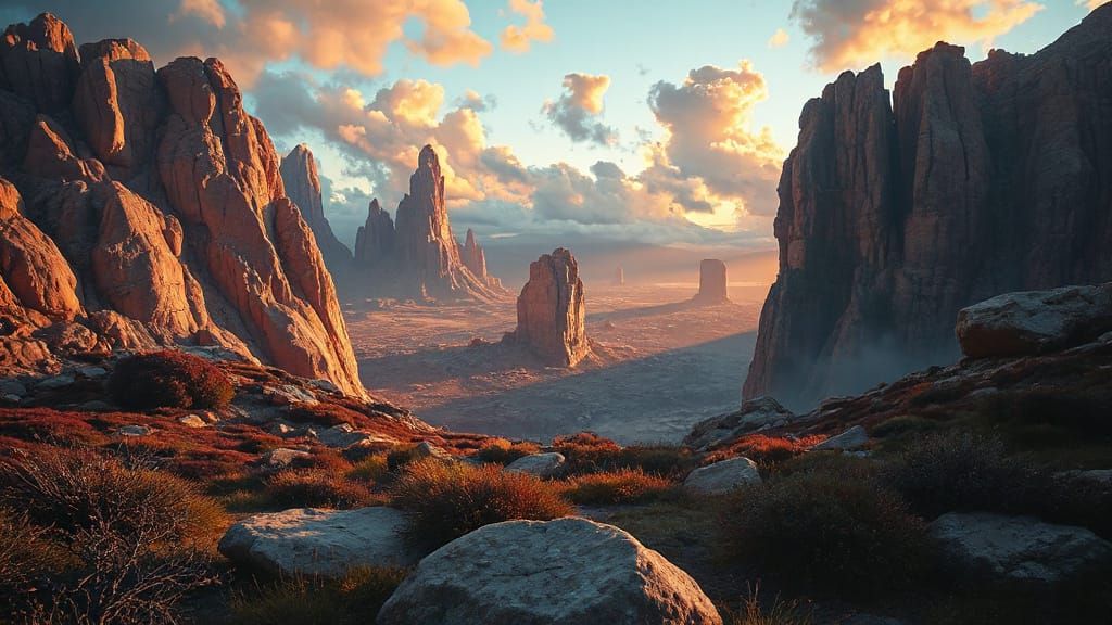 Dreamlike Landscape with Glowing Lights, in Film Photography...