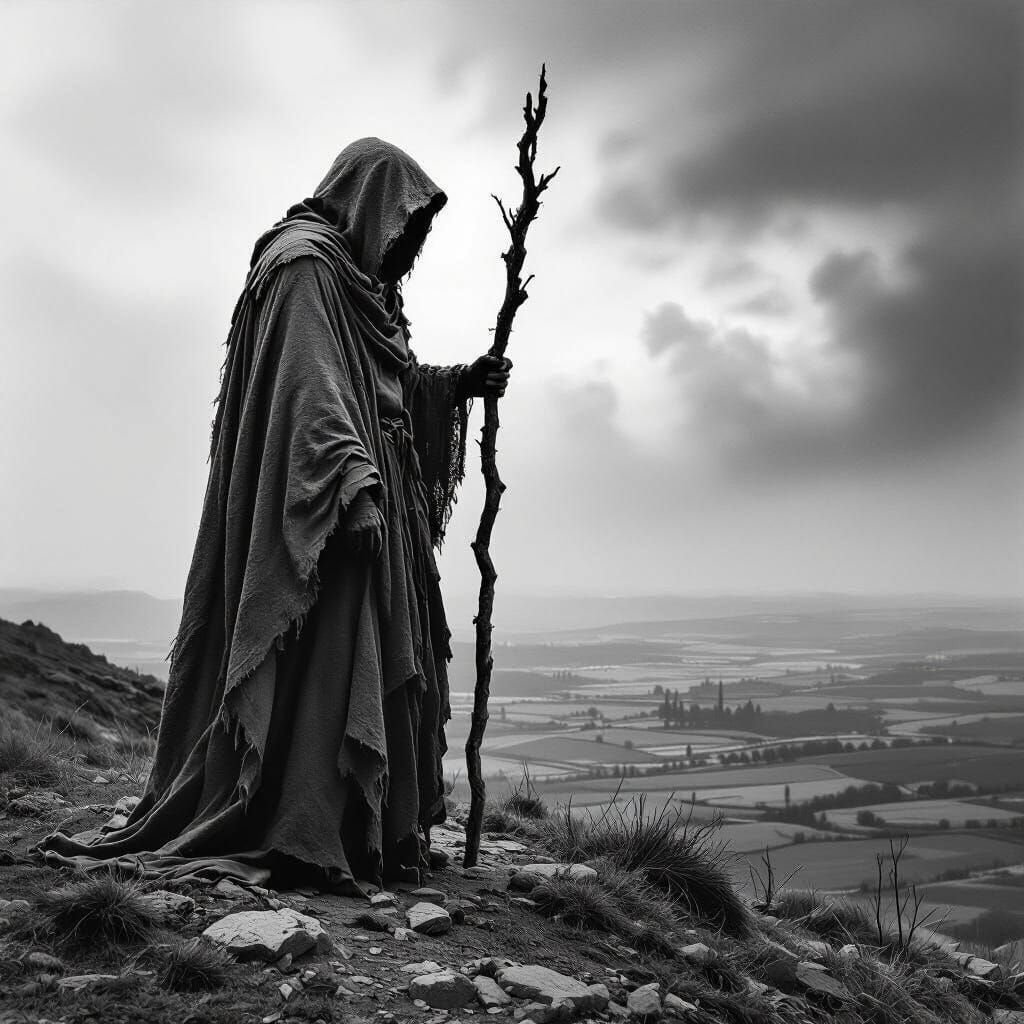 Bleak Landscape with Lone Figure in Brandt Style