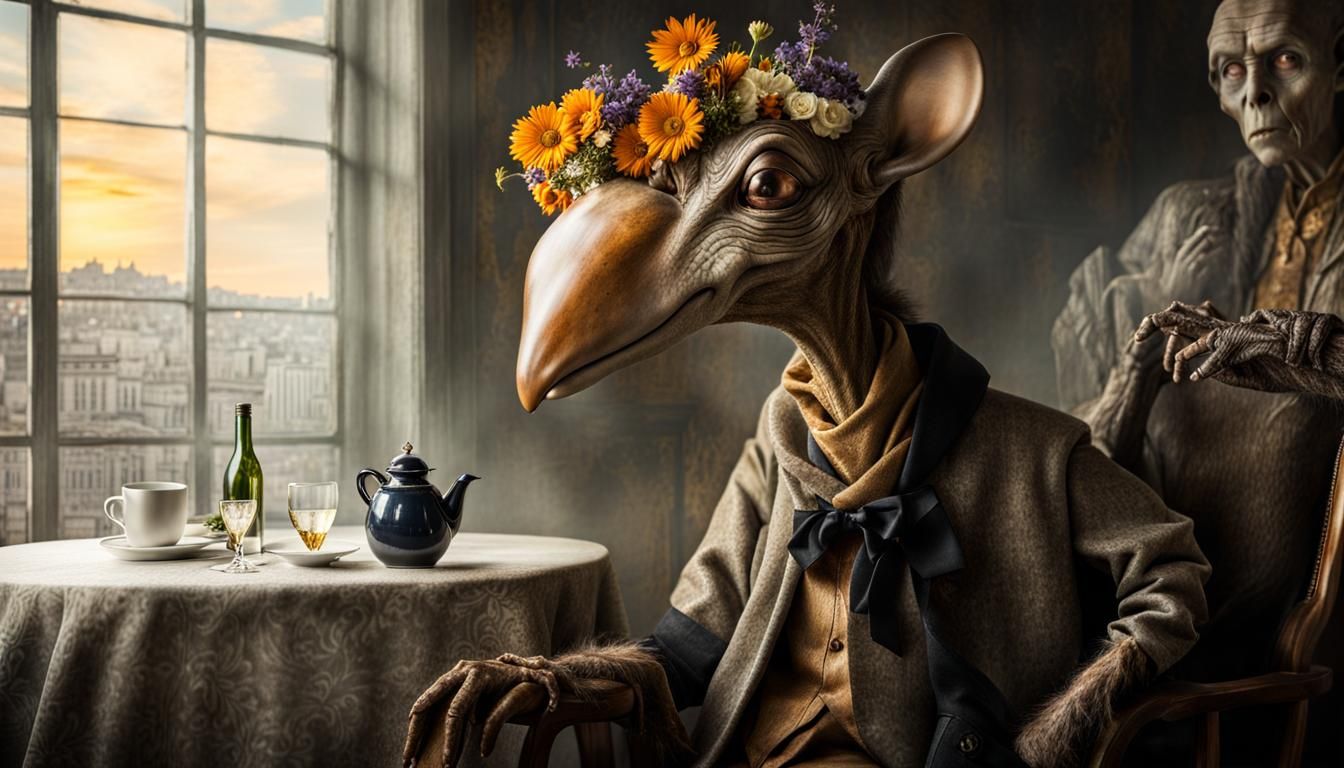 Surreal Alien Celebration in Restaurant, Professional Photog...