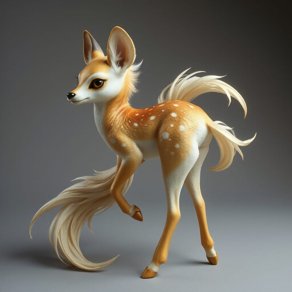 Mystical Fox with Golden Fur in Elegant Posture