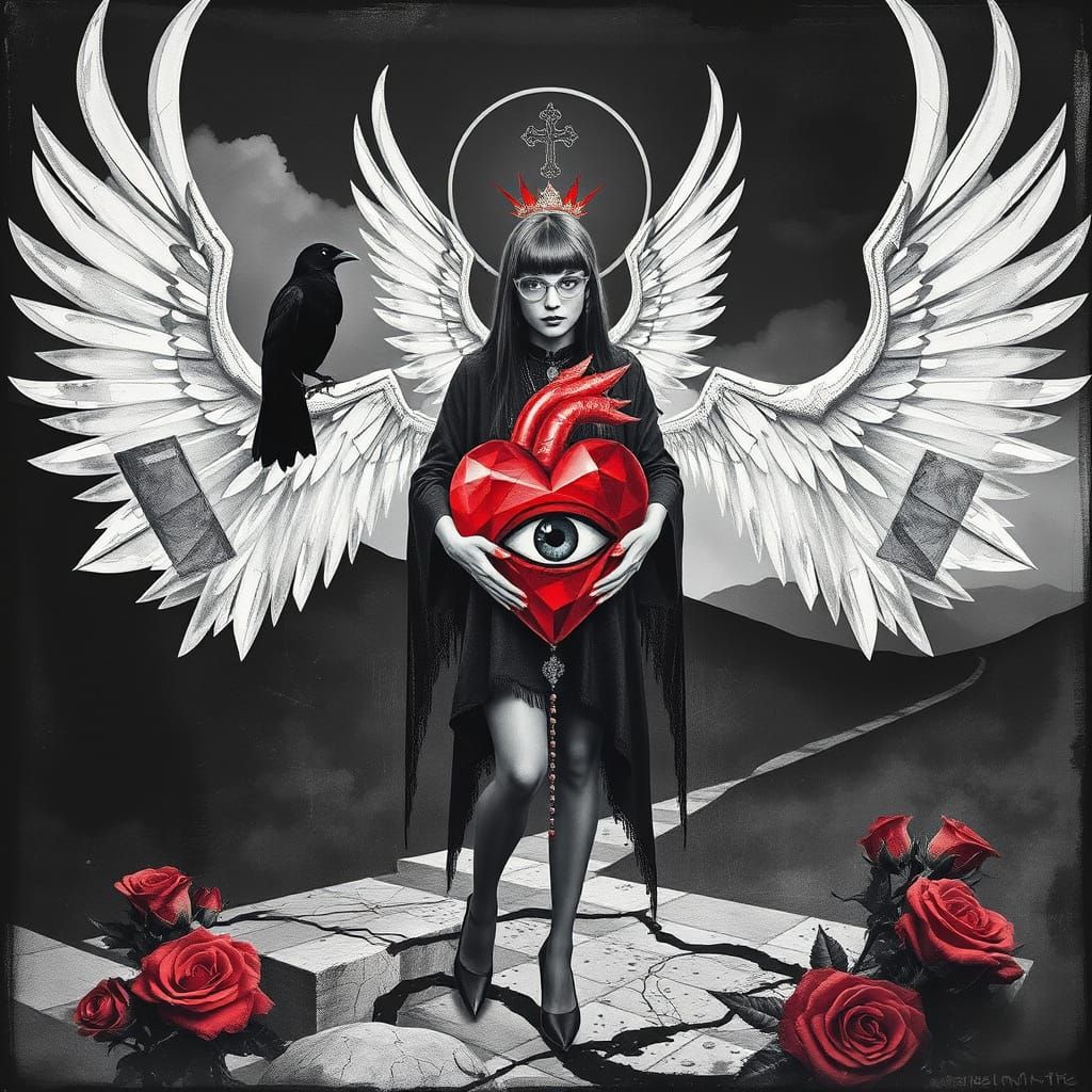 Punk Saint in Gothic Couture: A Surrealist Vision