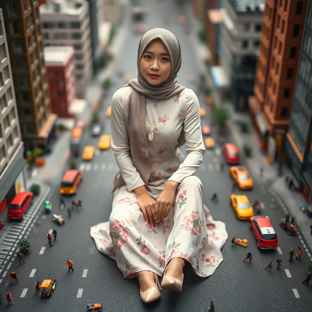 Korean Woman in Miniature City, Cinematic Photography