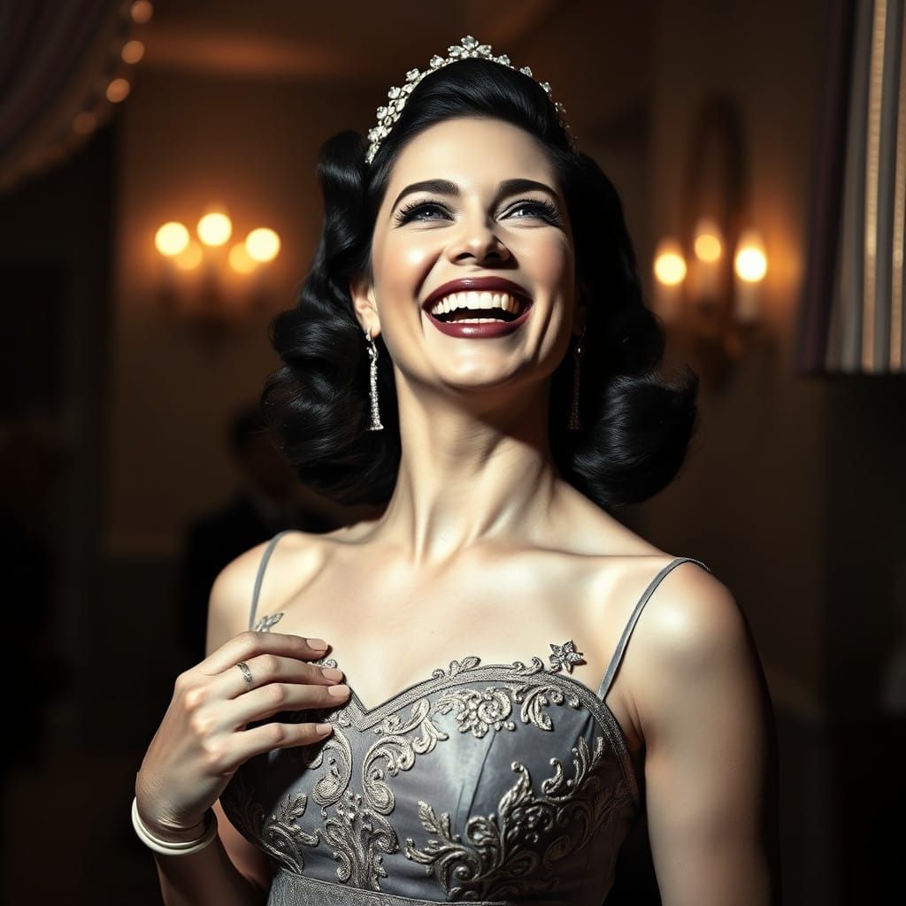 Classic Hollywood Siren in Black and White Elegance