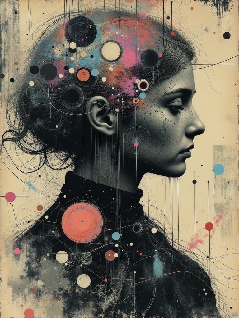 Ethereal Gothic Woman in Abstract Surreal Style