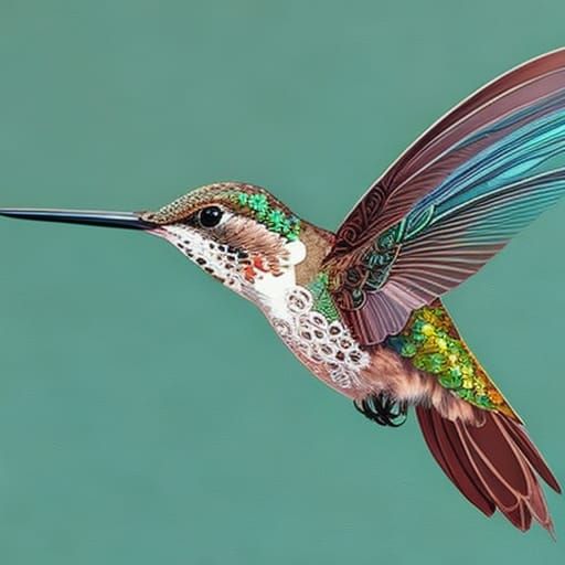 Hummingbird Portrait with Shiny Aura, Digital Painting