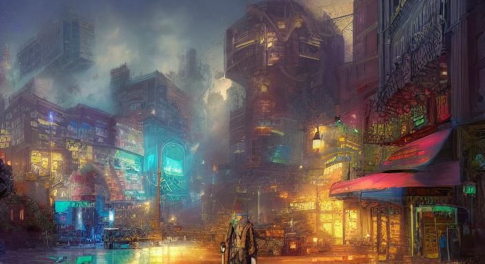 Cyberpunk Cityscape in Hyperrealistic Style