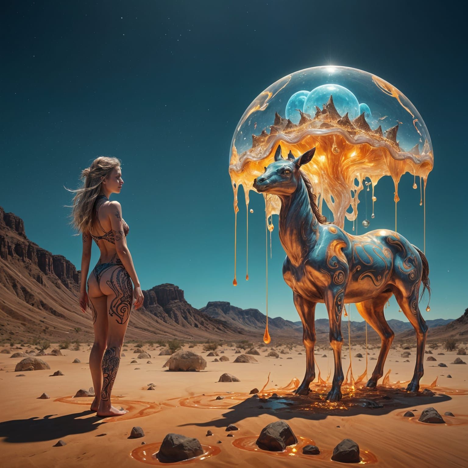 Surreal Centaur with Kangaroo Body in Dream Landscape