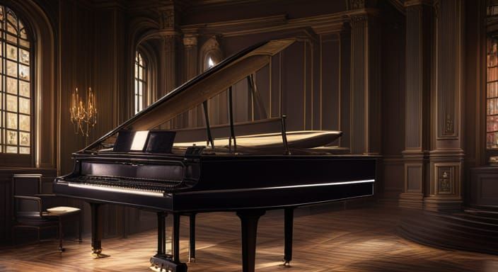 Fantastical Grand Piano in Detailed Matte Painting