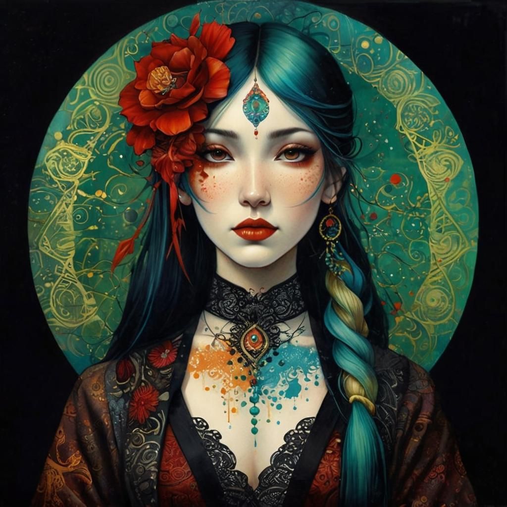 Trippy Folk Art Portrait of Acupuncturist