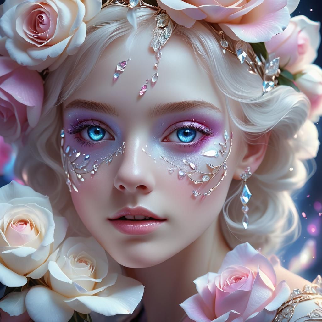 Rose Fairy Portrait in Digital Matte Painting Style