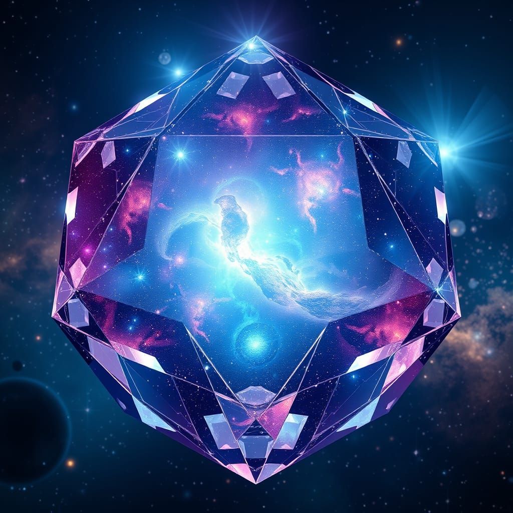 Crystalline Dodecahedron Reflecting Galaxies in Deep Space