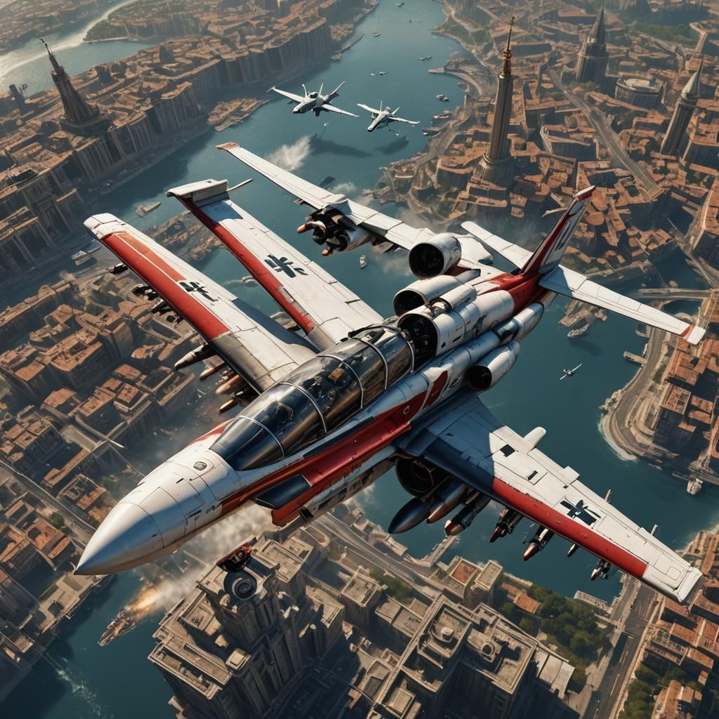 Pope Piloting Top Gun Aircraft in Detailed Matte Painting