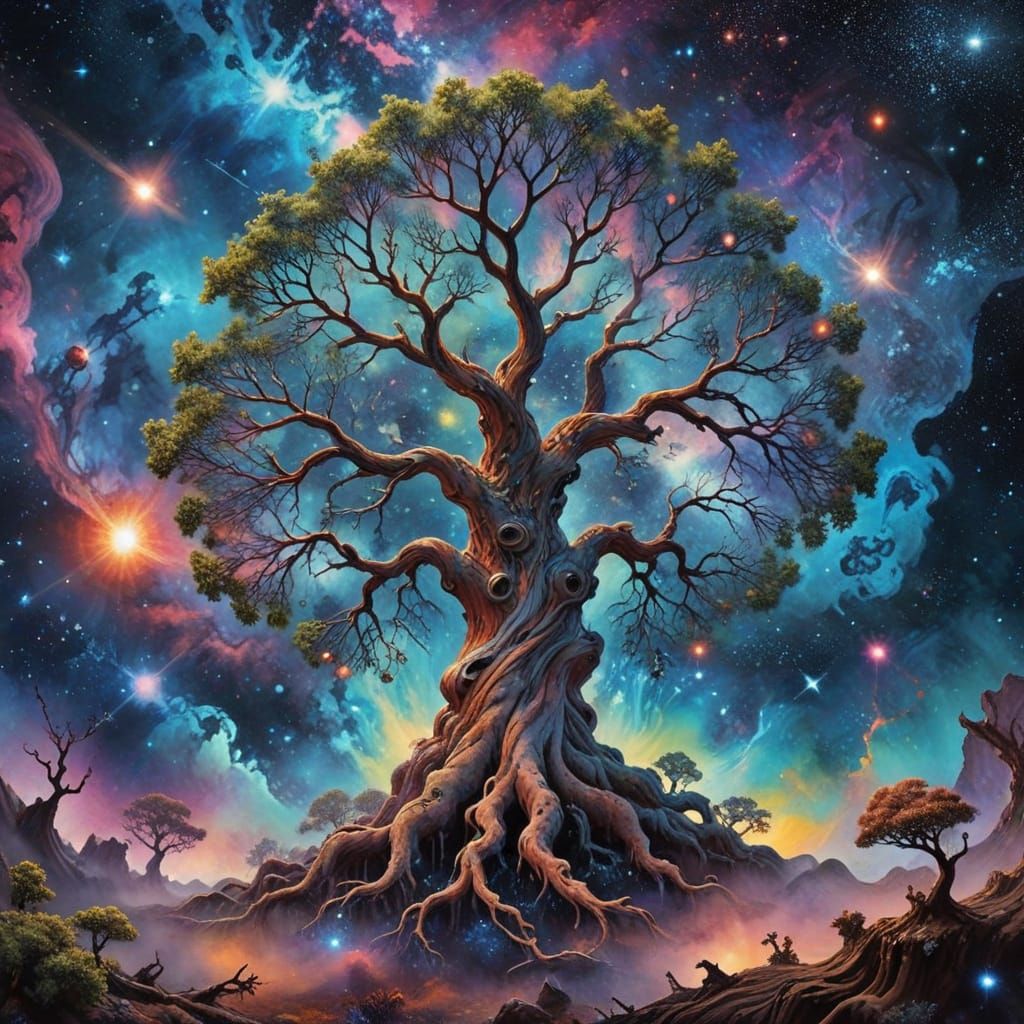 Cosmic Tree of Galaxies and Stardust, Psychedelic Art
