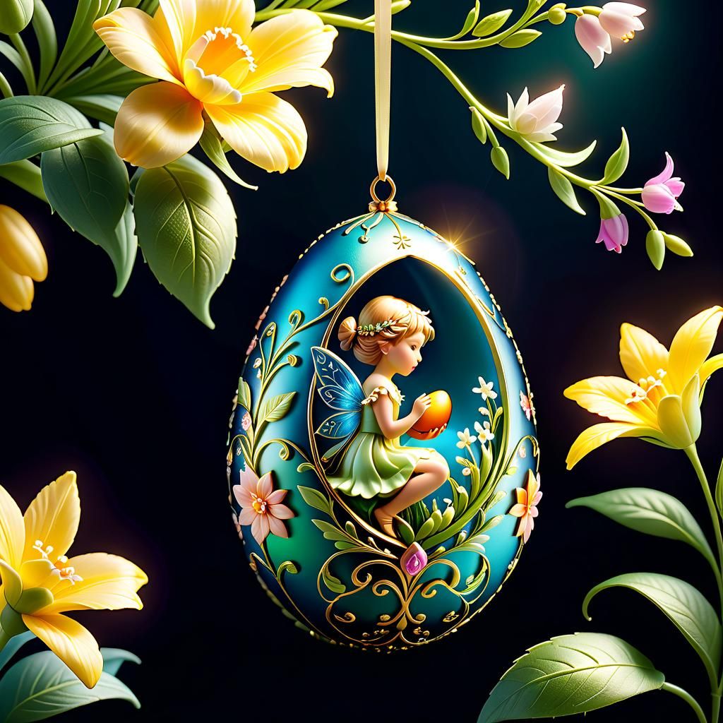 Fairy Child Finds Intricate Easter Egg Ornament