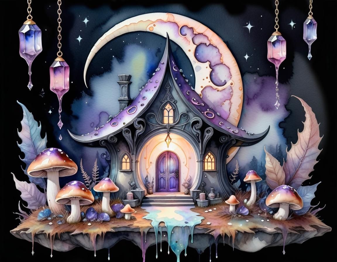 Ares in Pastel Goth Pagan Home, Watercolour