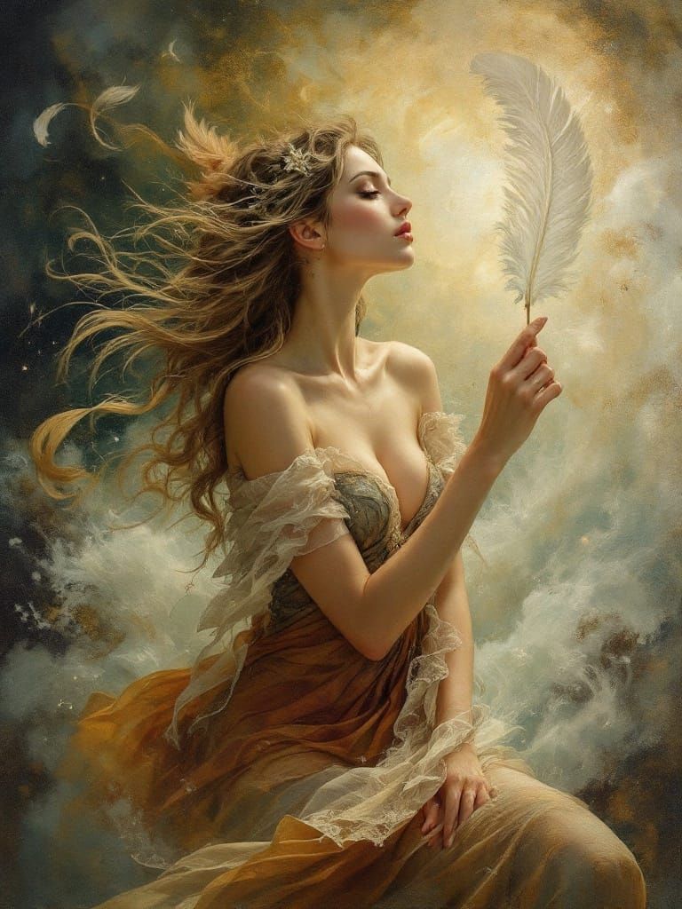 Pirate Queen in Art Nouveau Style with Feather