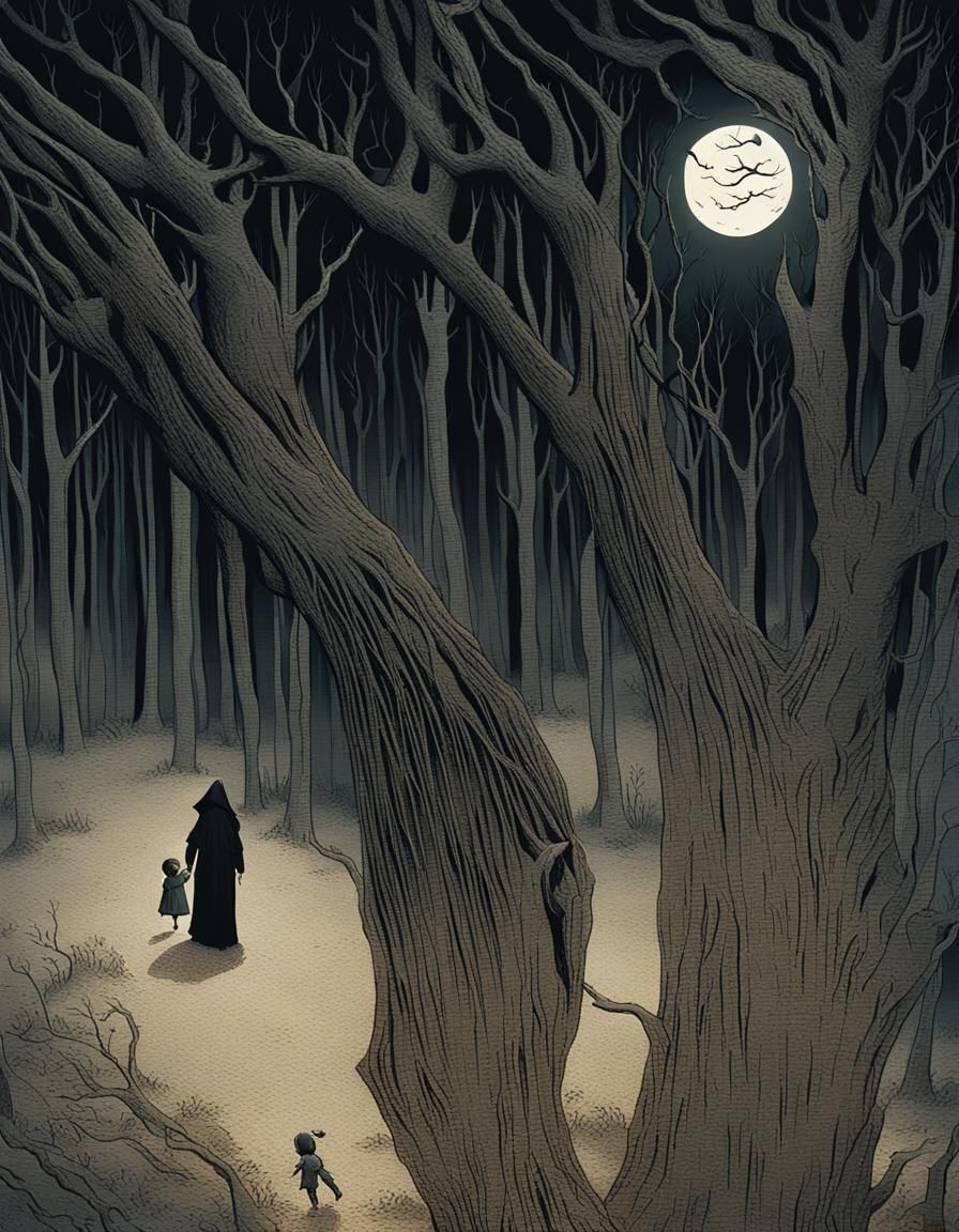 Godmother in Dark Forest: Greg Rutkowski Style Illustration