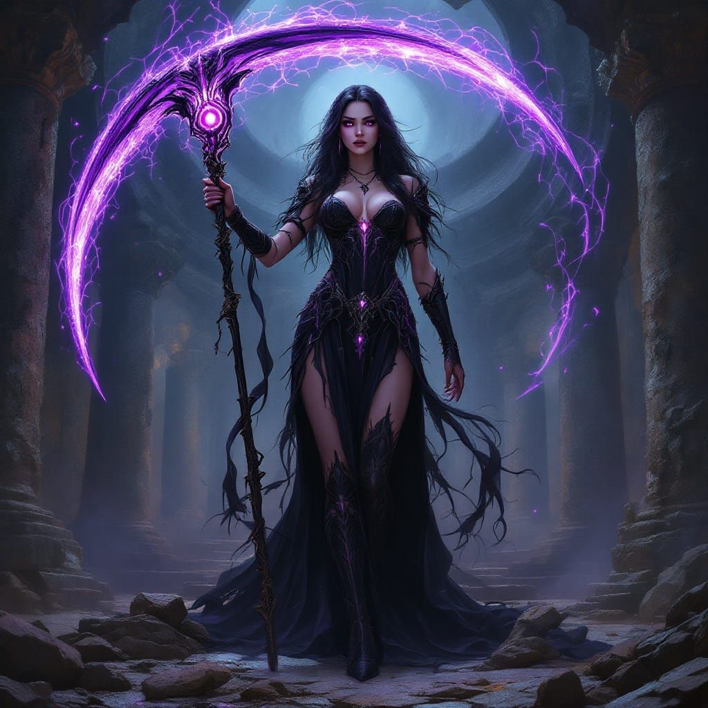 Necromancer Queen in Art Nouveau Style