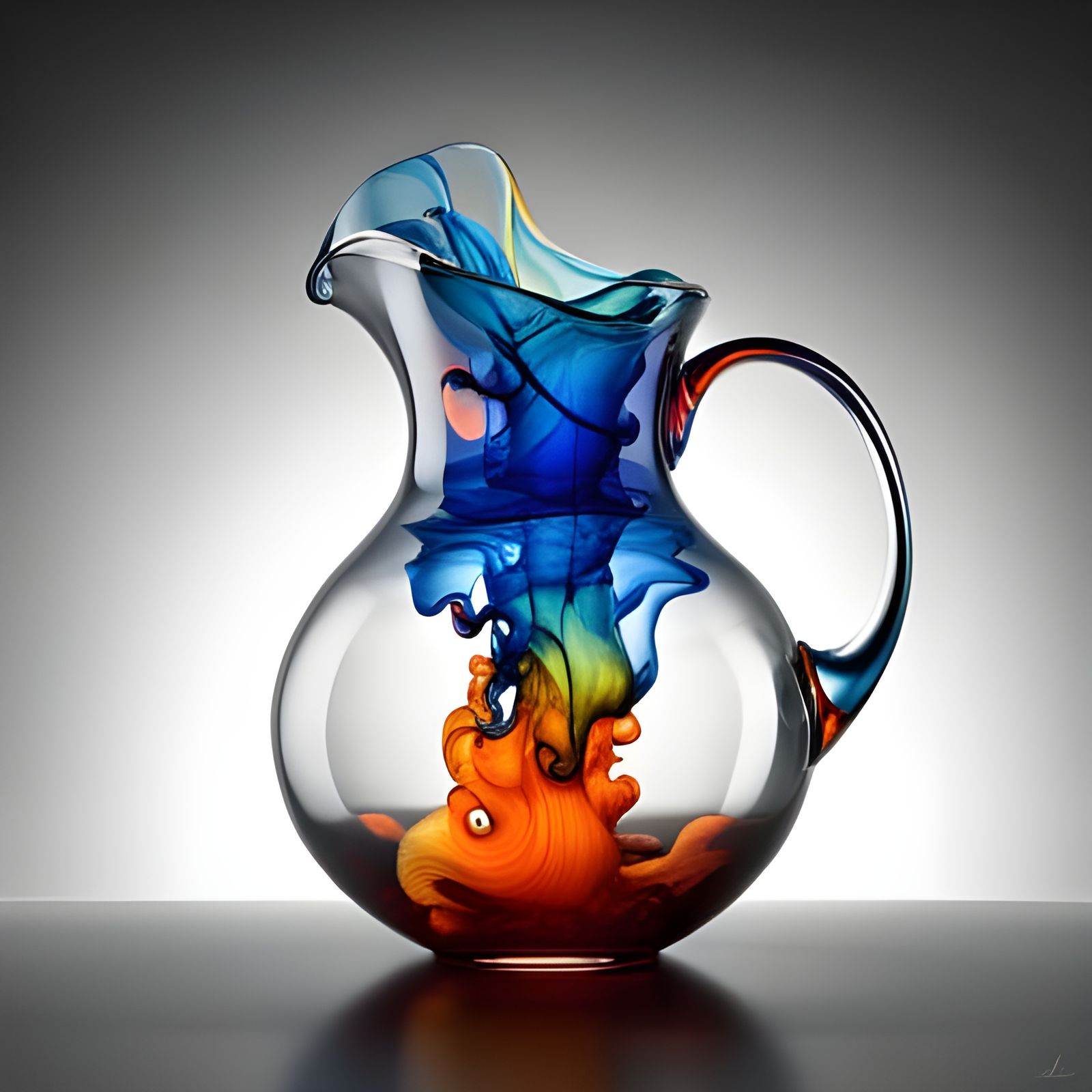 Iridescent Glass Pitcher in Chihuly Style