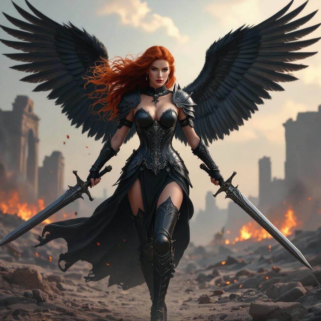 Goddess of Vengeance Amidst Burning Heaven Ruins