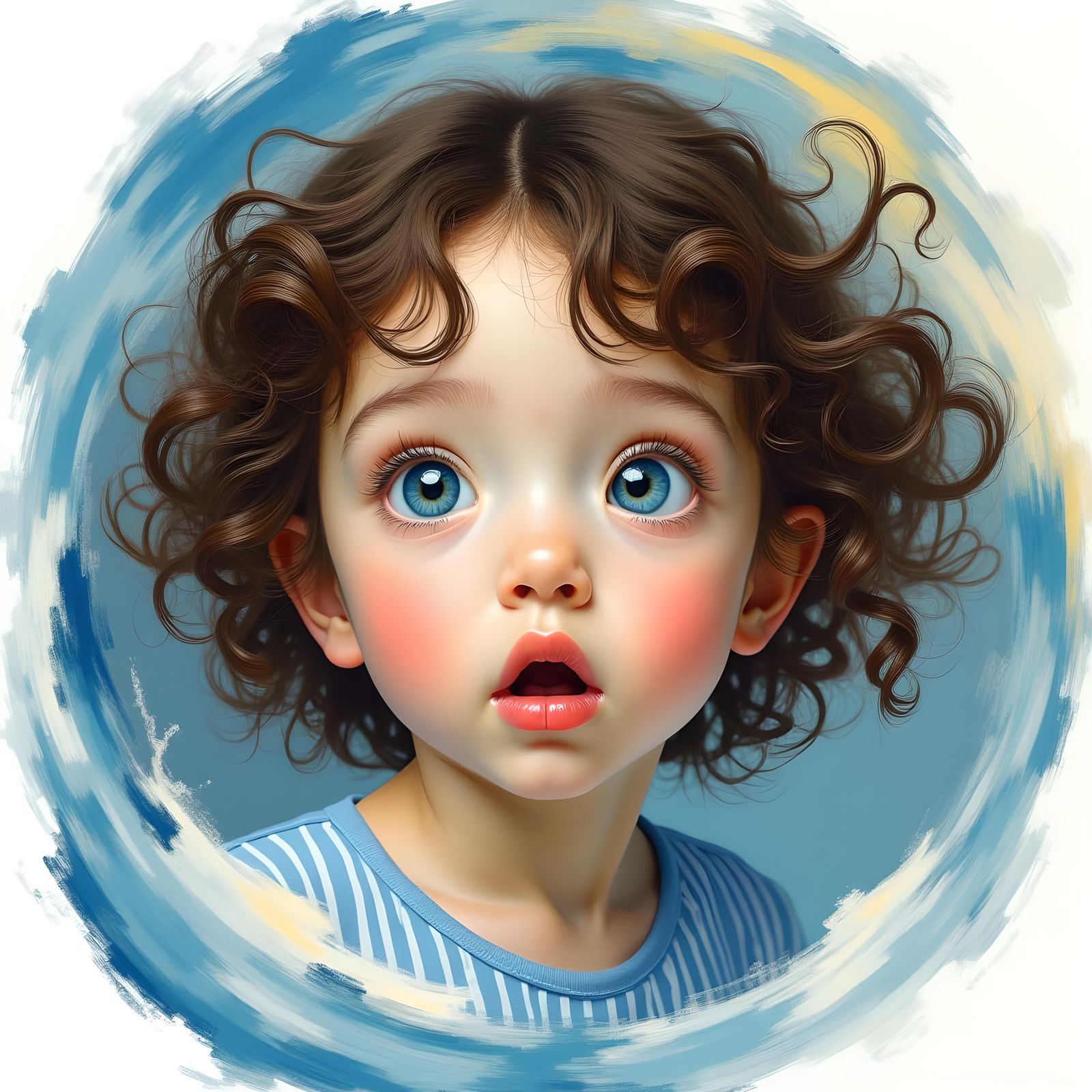 Girl with Large Eyes in Oil Painting Style