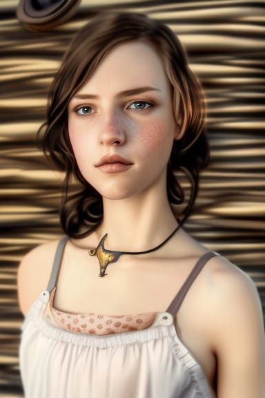 Fantasy Portrait of a Freckled Seamstress in Hyperdetailed S...