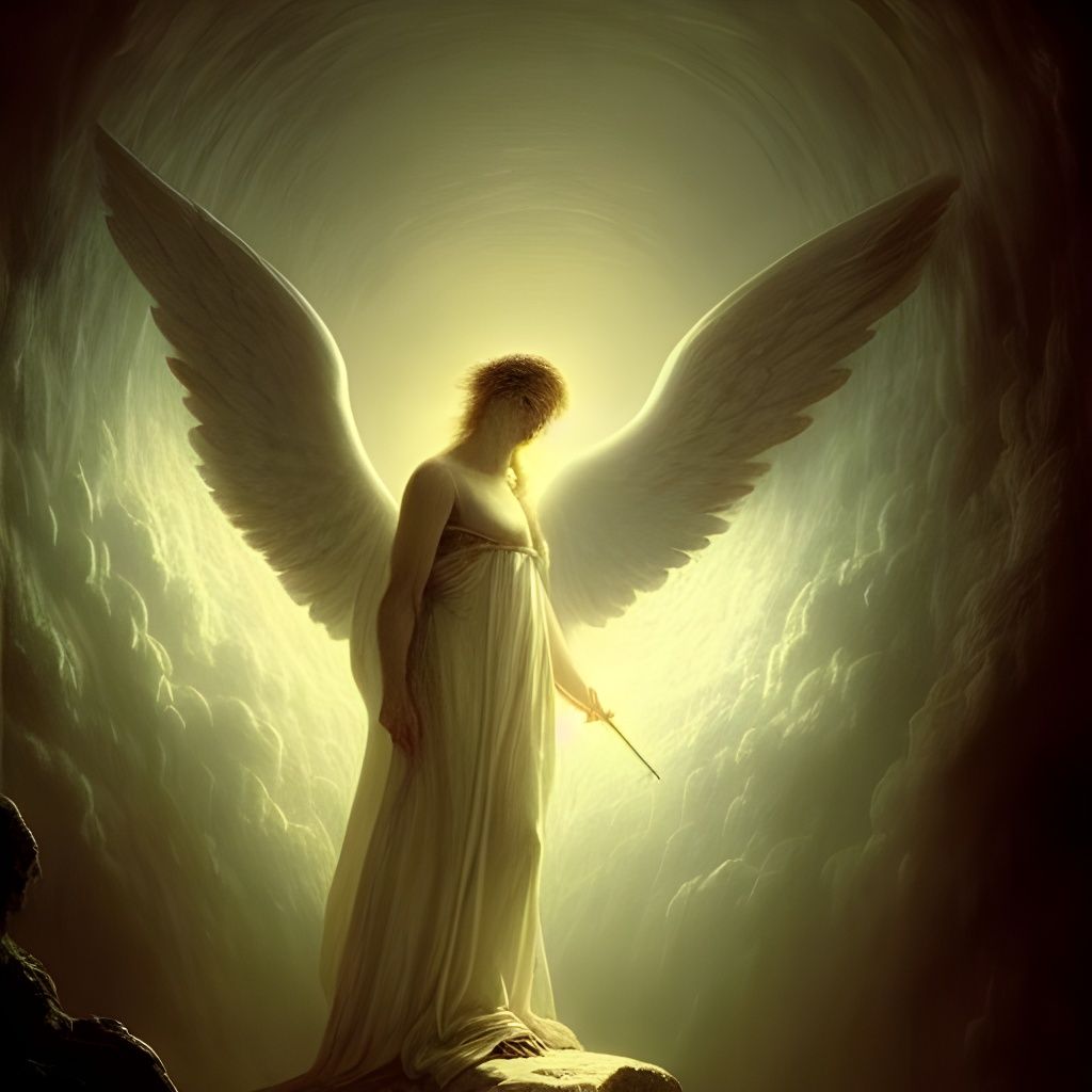 Angel Sabrachon: Night's First Hour in Engraving Style