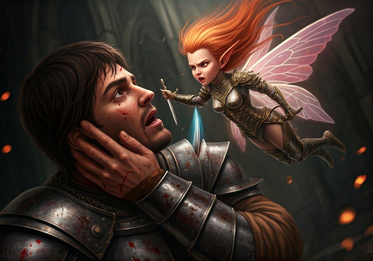 Fairy Warrior's Swift Strike: Photorealistic Illustration