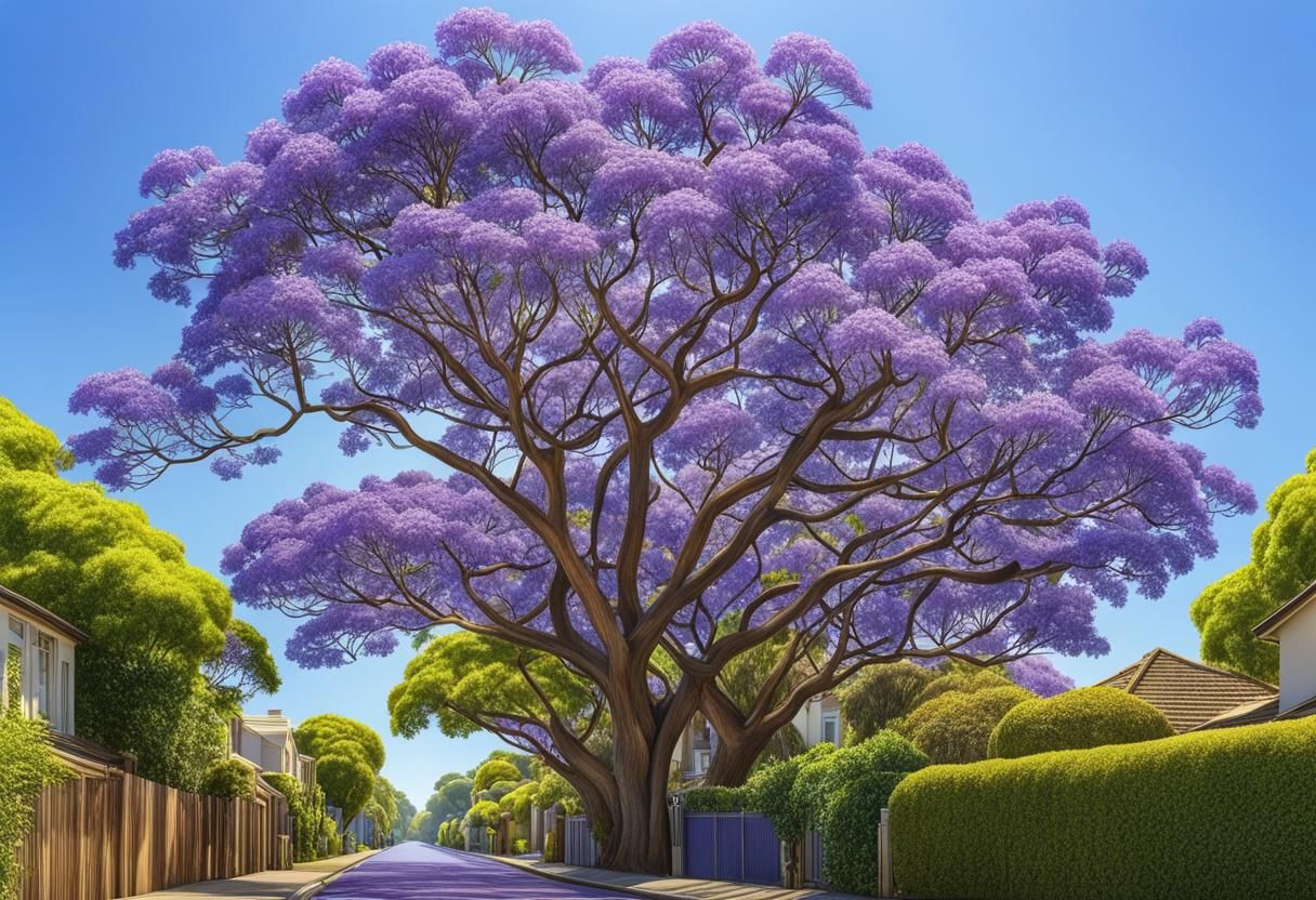 Jacaranda in Bloom on a Sunny Street