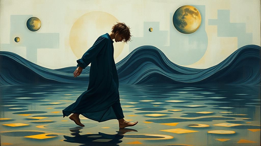 Surreal Sleepwalker in Dreamlike State, Miró, Magritte, Tang...