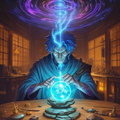 Alchemist's Glowing Stone: Manga Style Illustration