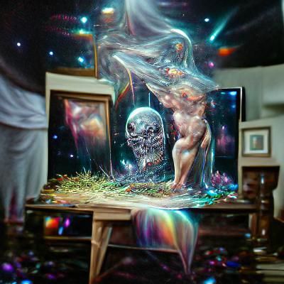 Surreal Frog-Man God in Astral Cosmic Illustration