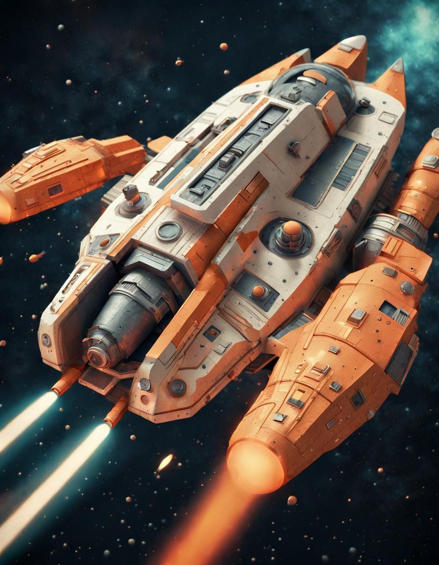 Elegant Spaceship in Retro Sci-Fi Style