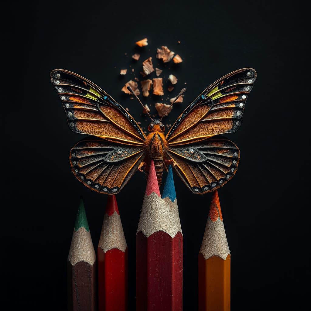 Colored Pencil Metamorphosis: Sharpenings Become Butterflies