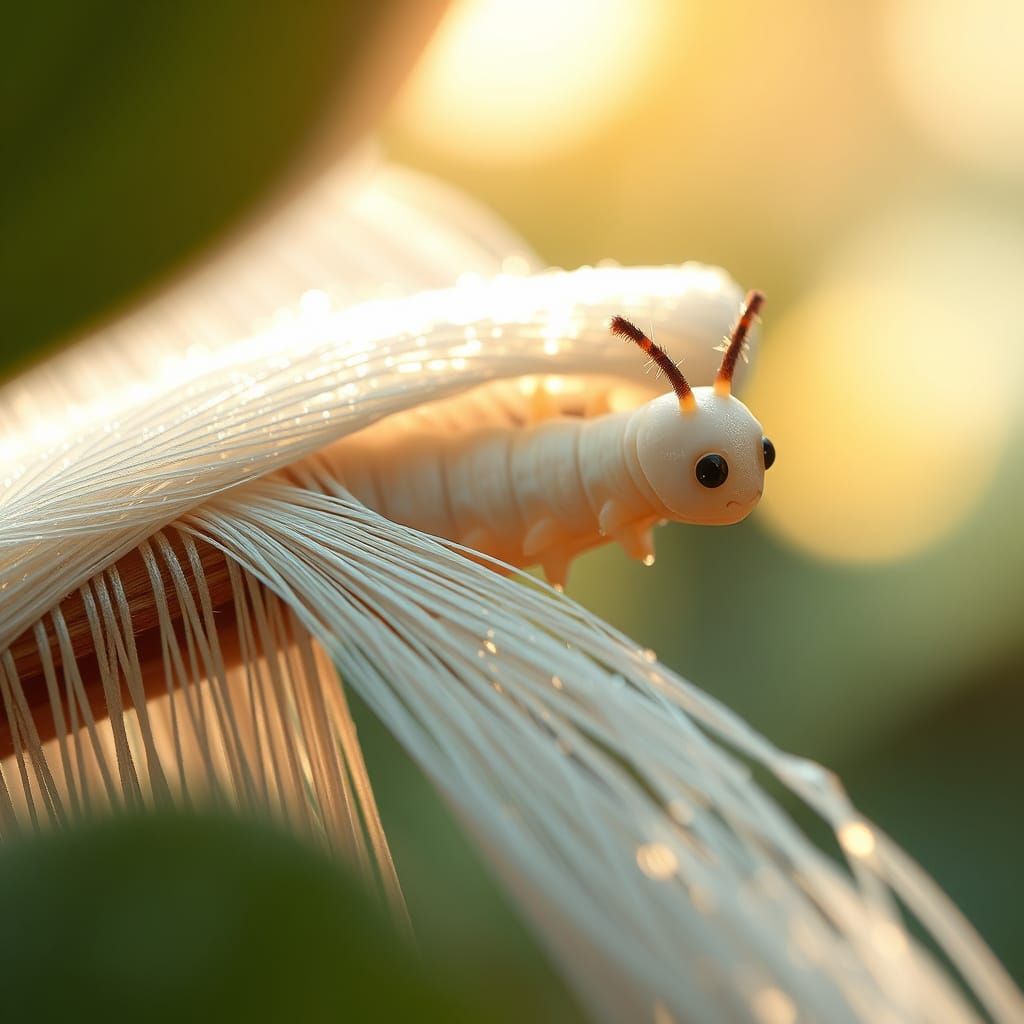 Whimsical Anime Silkworm Weaves Luxurious Silk Threads
