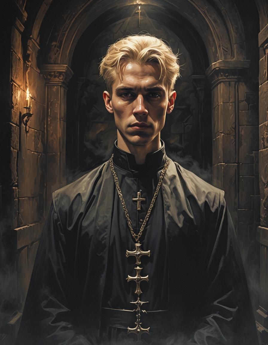 Sinister Priest Portrait in Dark Fantasy Style
