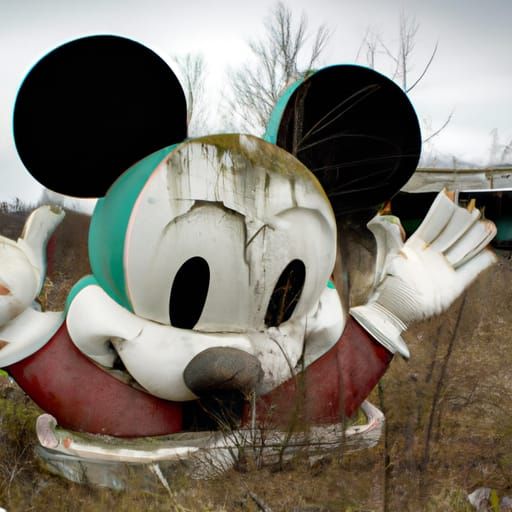 Uncanny Abandoned Mickey Mouse Concrete Monument
