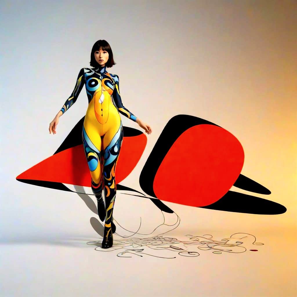 Technicolour Goddess in Embossed Calligram Style