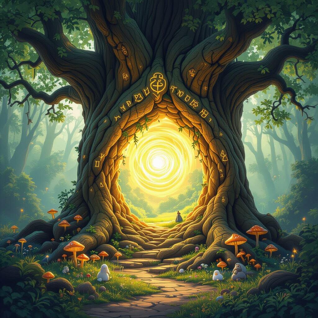 Enchanted Forest Portal in Ancient Tree