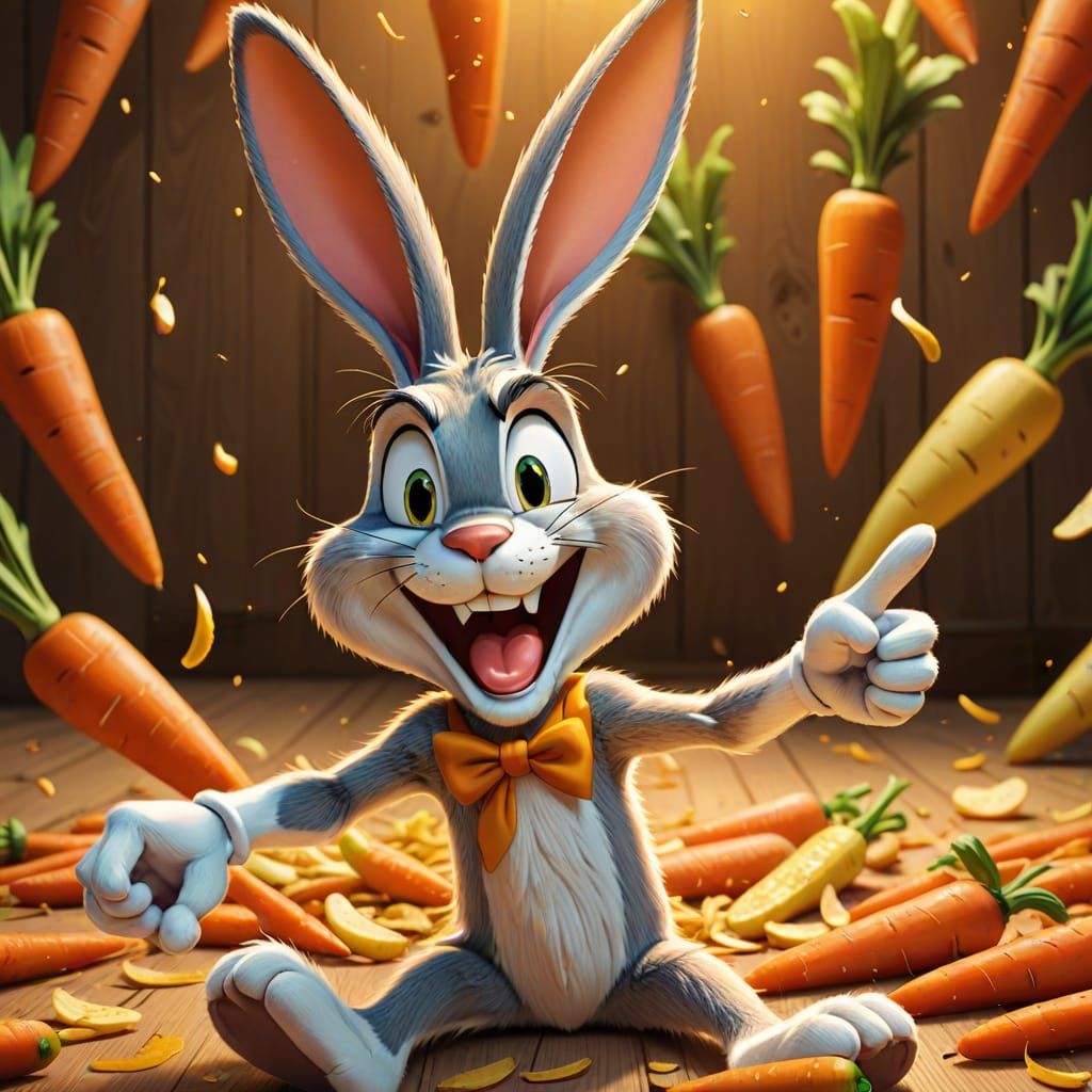 Bugs Bunny Laughing in Cartoon Illustration
