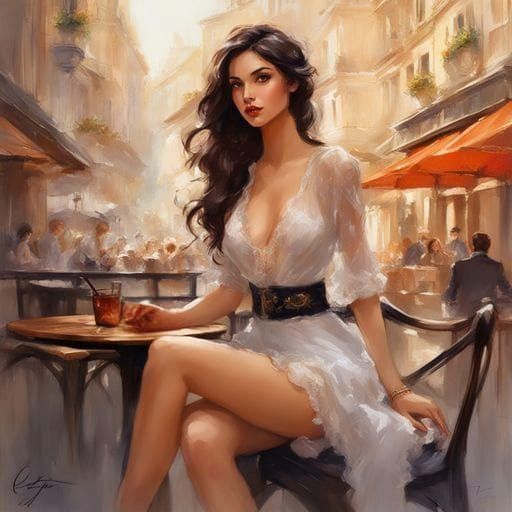 Beautiful Woman in Lingerie, Splash Art Style