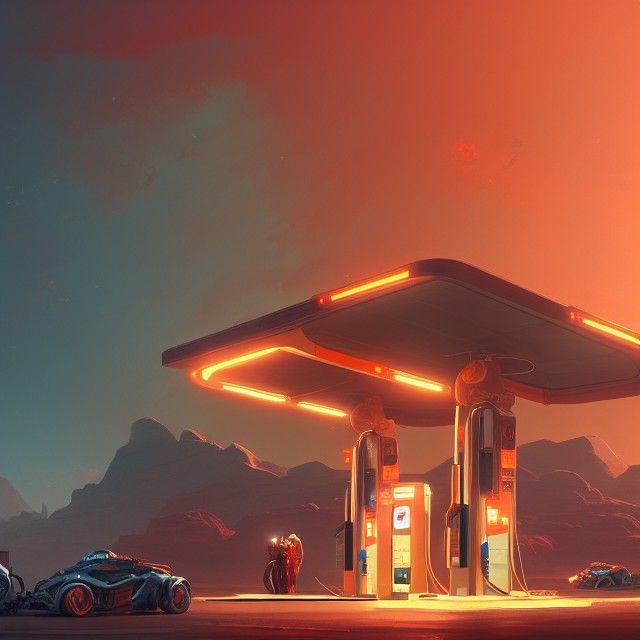 Martian Gas Station Concept Art in 8K