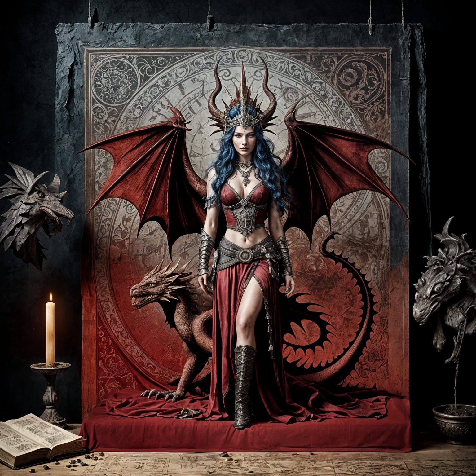 Gypsy Woman's Dragon Throne: Grunge Architectural Sketch